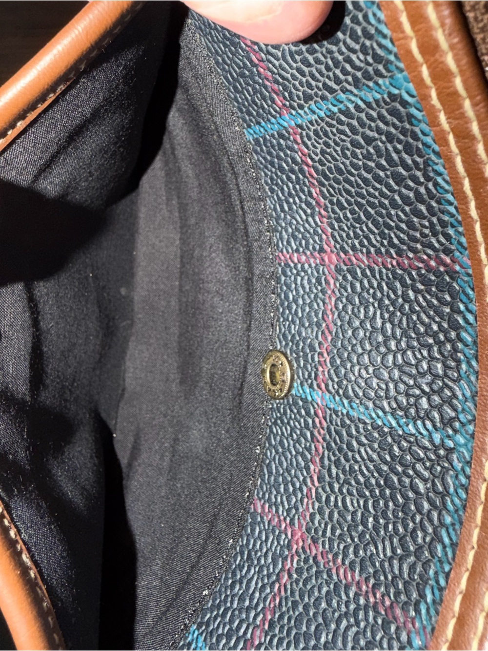Esprit Navy Plaid Crossbody Bag with Brown Trim - Picture 10 of 10
